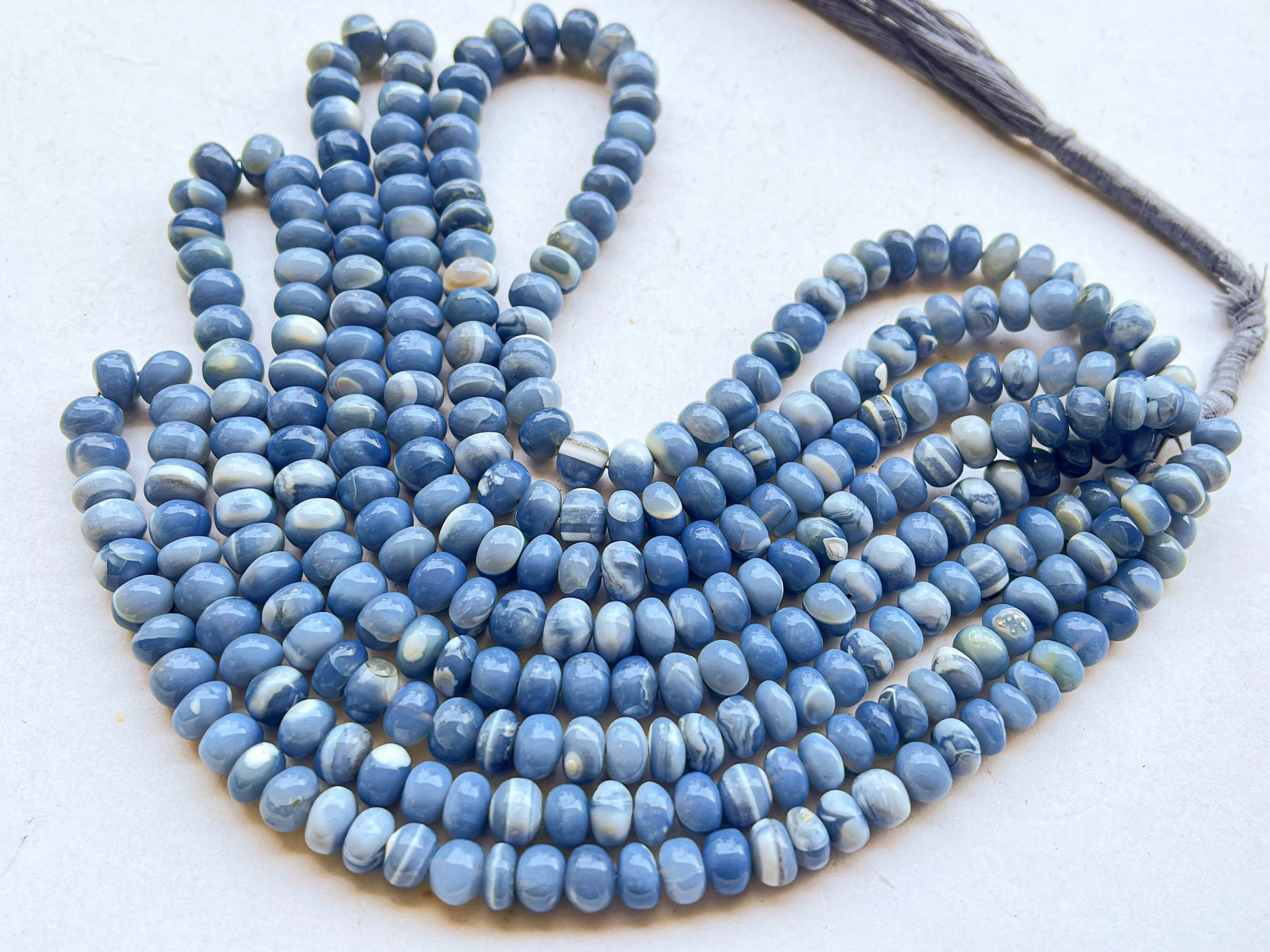 Blue Opal Smooth Rondelle Beads