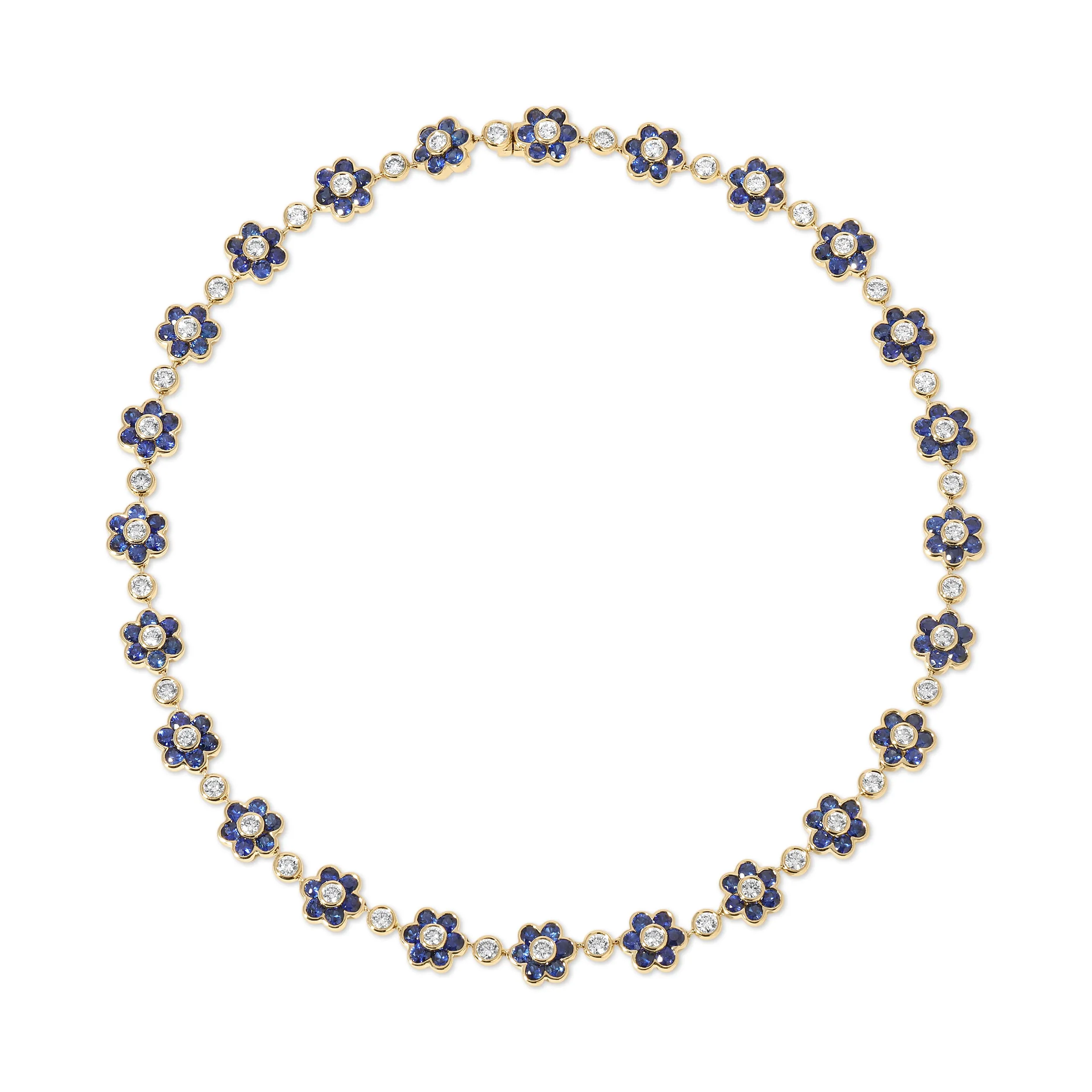 BLUE SAPPHIRE AND DIAMOND FLORA CHOKER
