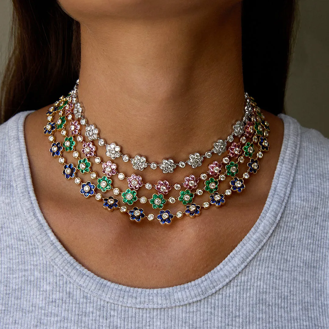 BLUE SAPPHIRE AND DIAMOND FLORA CHOKER