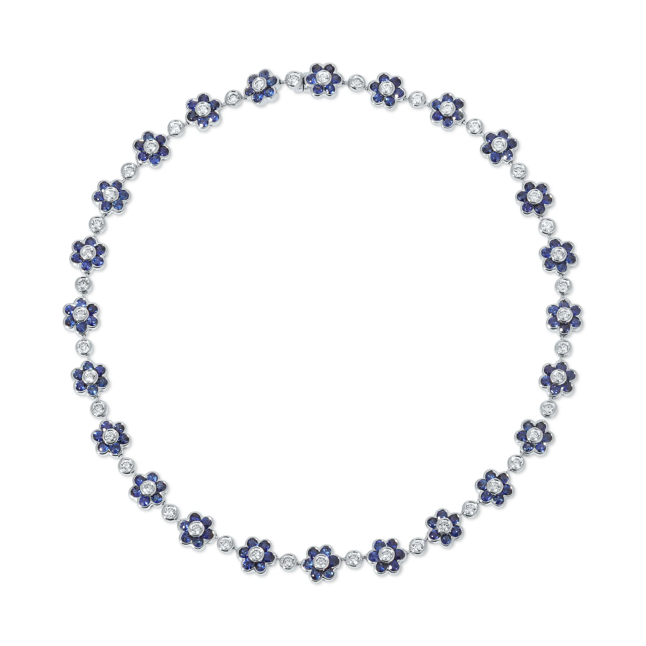BLUE SAPPHIRE AND DIAMOND FLORA CHOKER