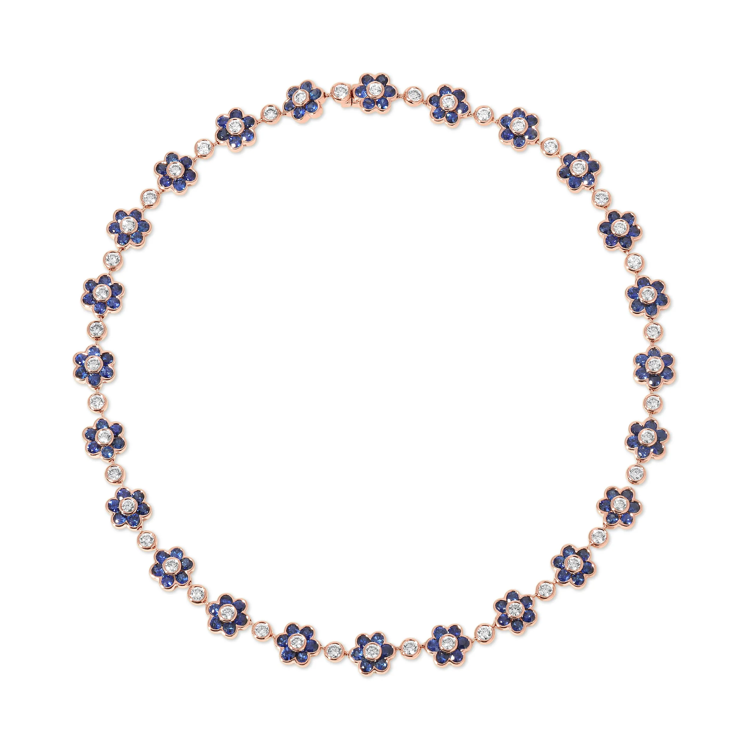BLUE SAPPHIRE AND DIAMOND FLORA CHOKER