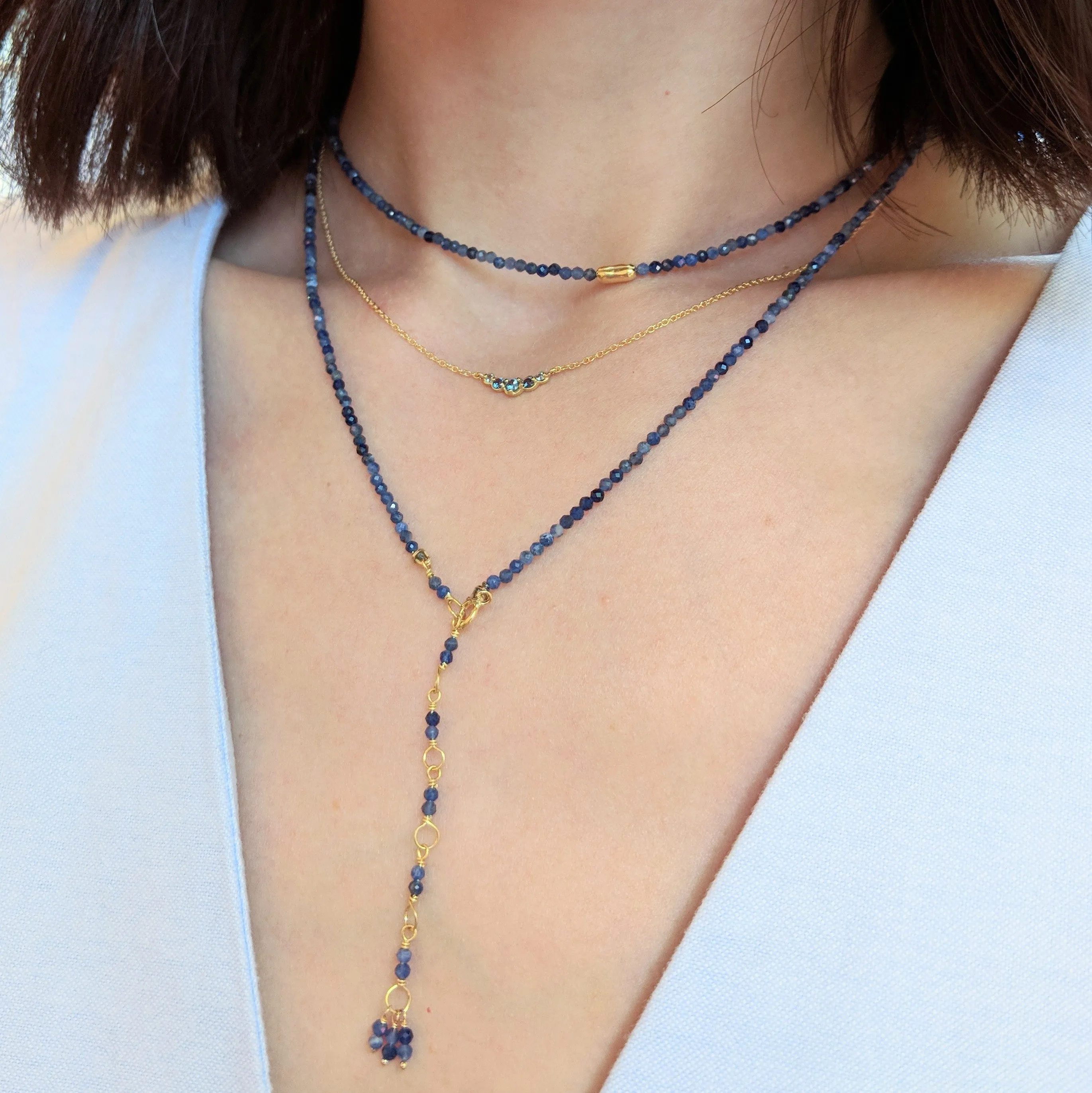 Blue Sapphire Arc Necklace