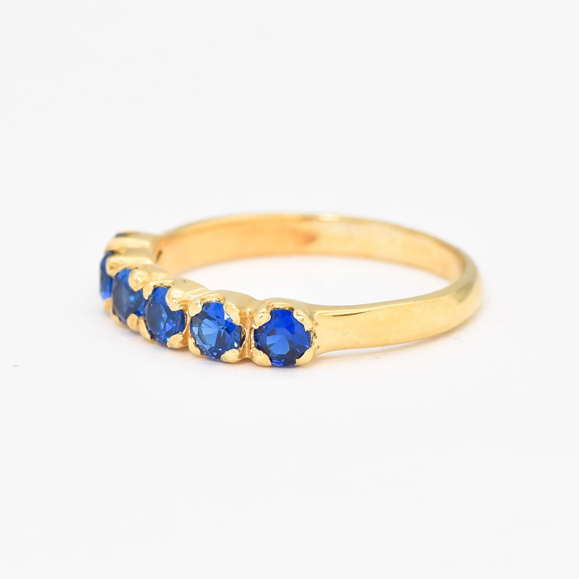 Blue Sapphire Ring - Gold Sapphire Ring, Half Eternity Sapphire Ring