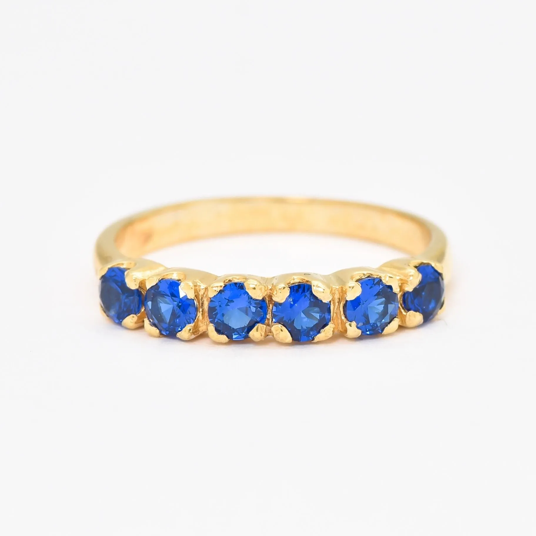 Blue Sapphire Ring - Gold Sapphire Ring, Half Eternity Sapphire Ring