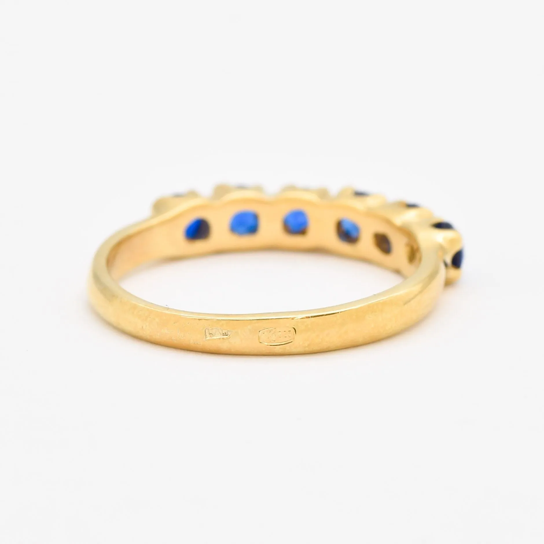 Blue Sapphire Ring - Gold Sapphire Ring, Half Eternity Sapphire Ring