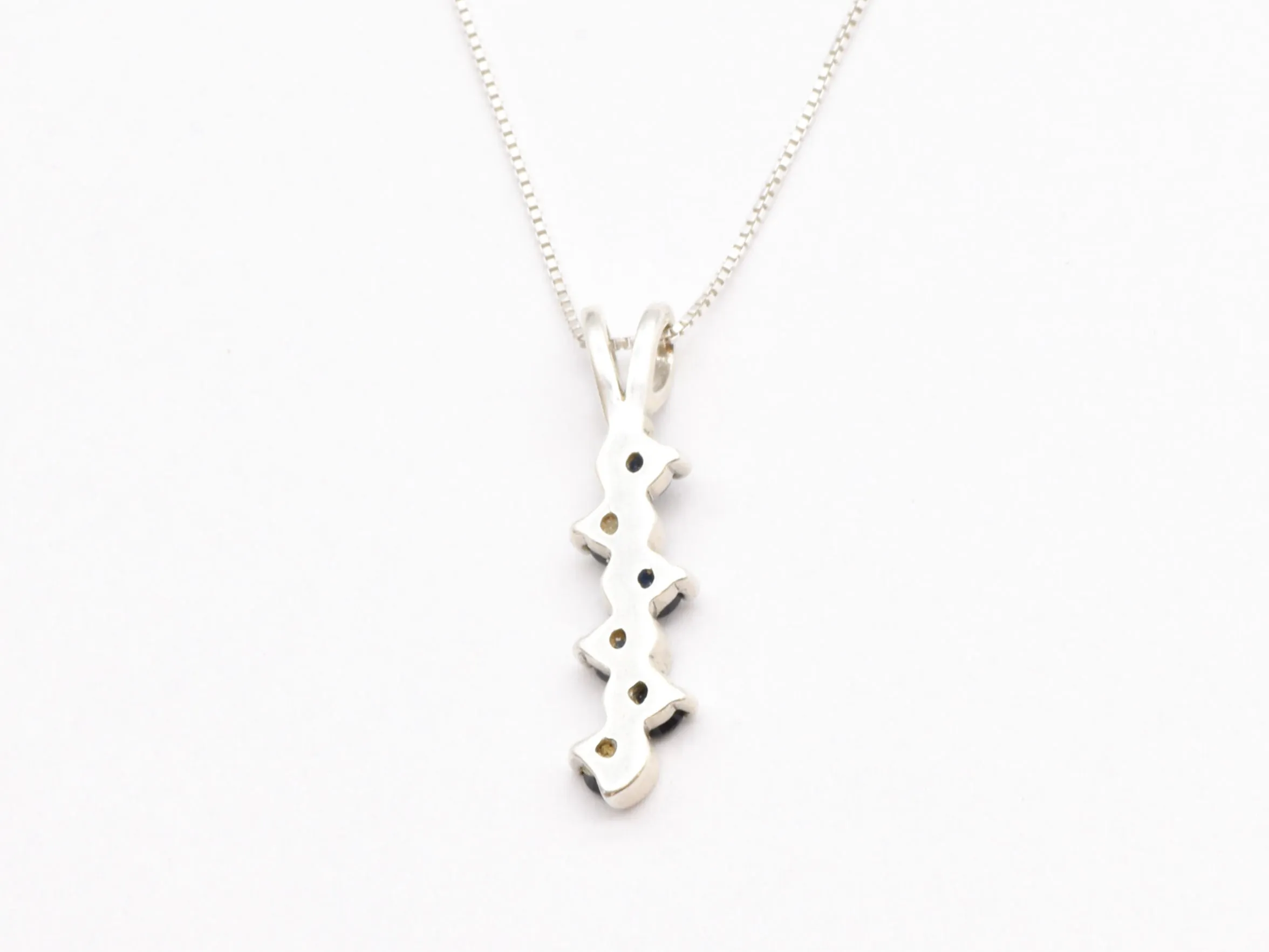 Blue Vertical Pendant - Natural Sapphire Necklace- September Birthstone Necklace