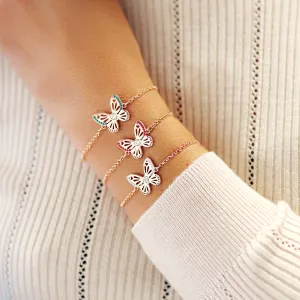 Butterfly Birthstone Bracelet - Rose Gold