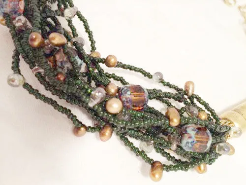 Carlisle Metallic Beaded Torsade Necklace Vintage Jewelry
