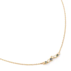 Cascade Diamond & Blue Sapphire Bar Necklace