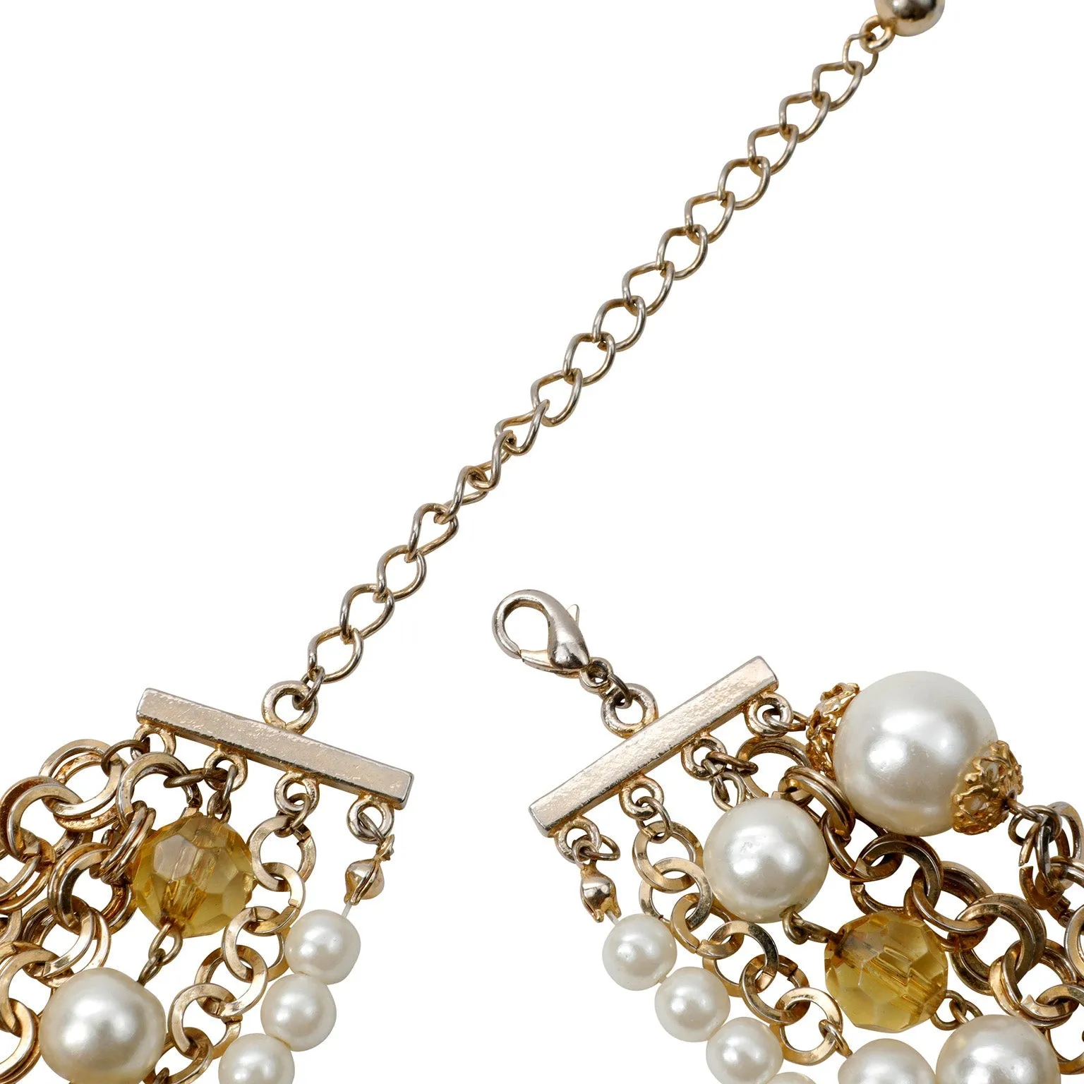 Chanel Amber Crystal Beaded Layered Bib Vintage Necklace w/ Gold Hardware