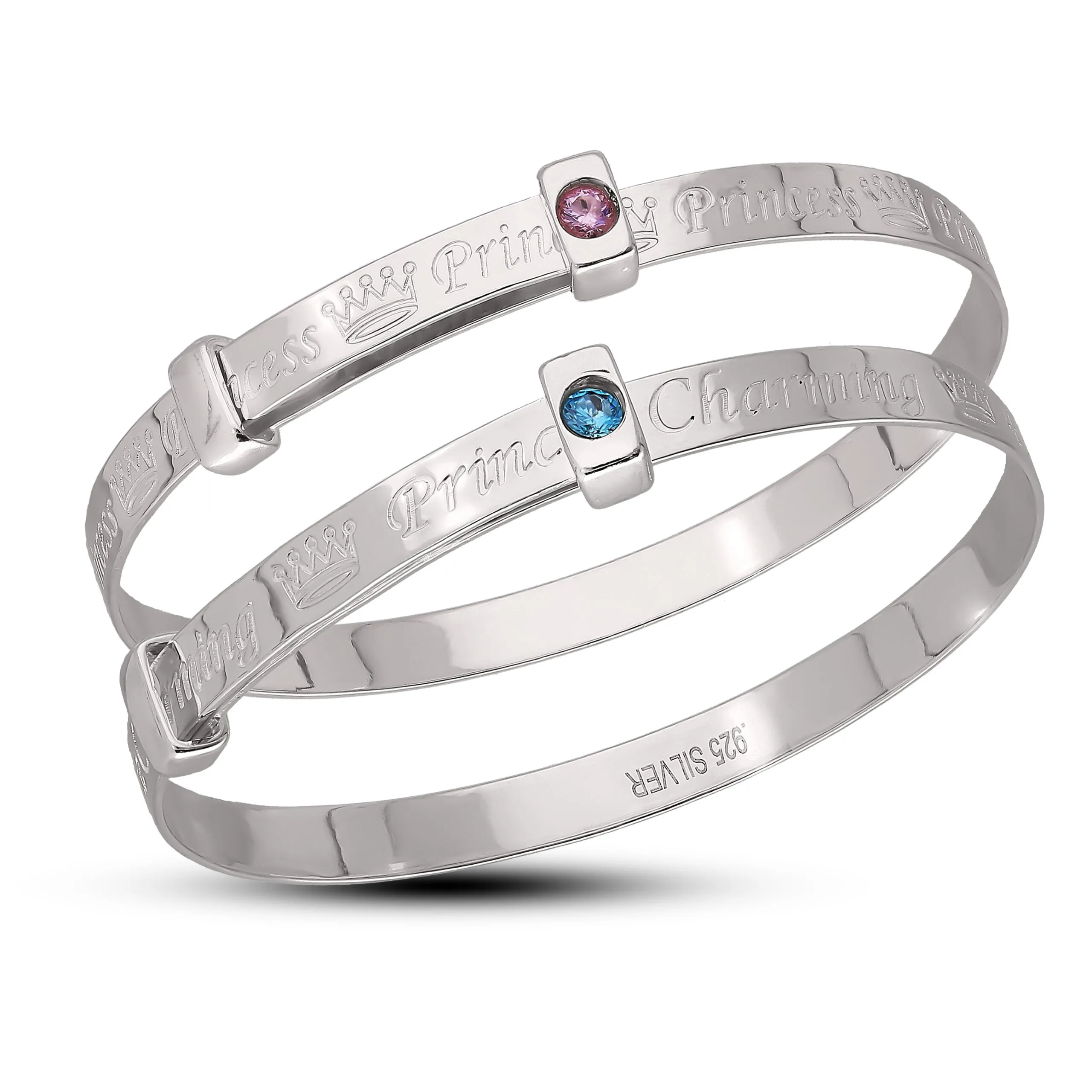Children's Beautiful Silver Princess and Prince Baby Bangle (0–1 years)