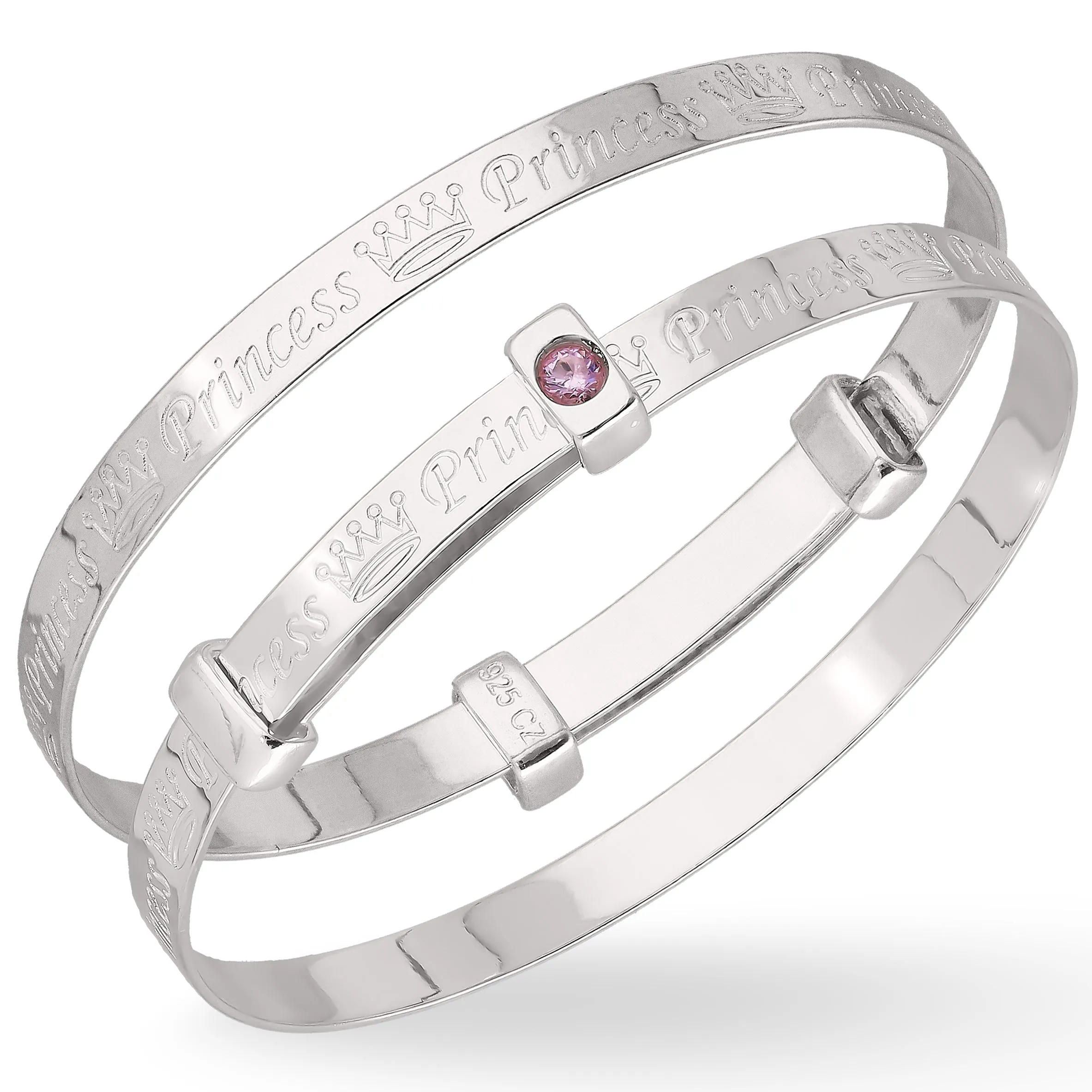 Children's Beautiful Silver Princess and Prince Baby Bangle (0–1 years)