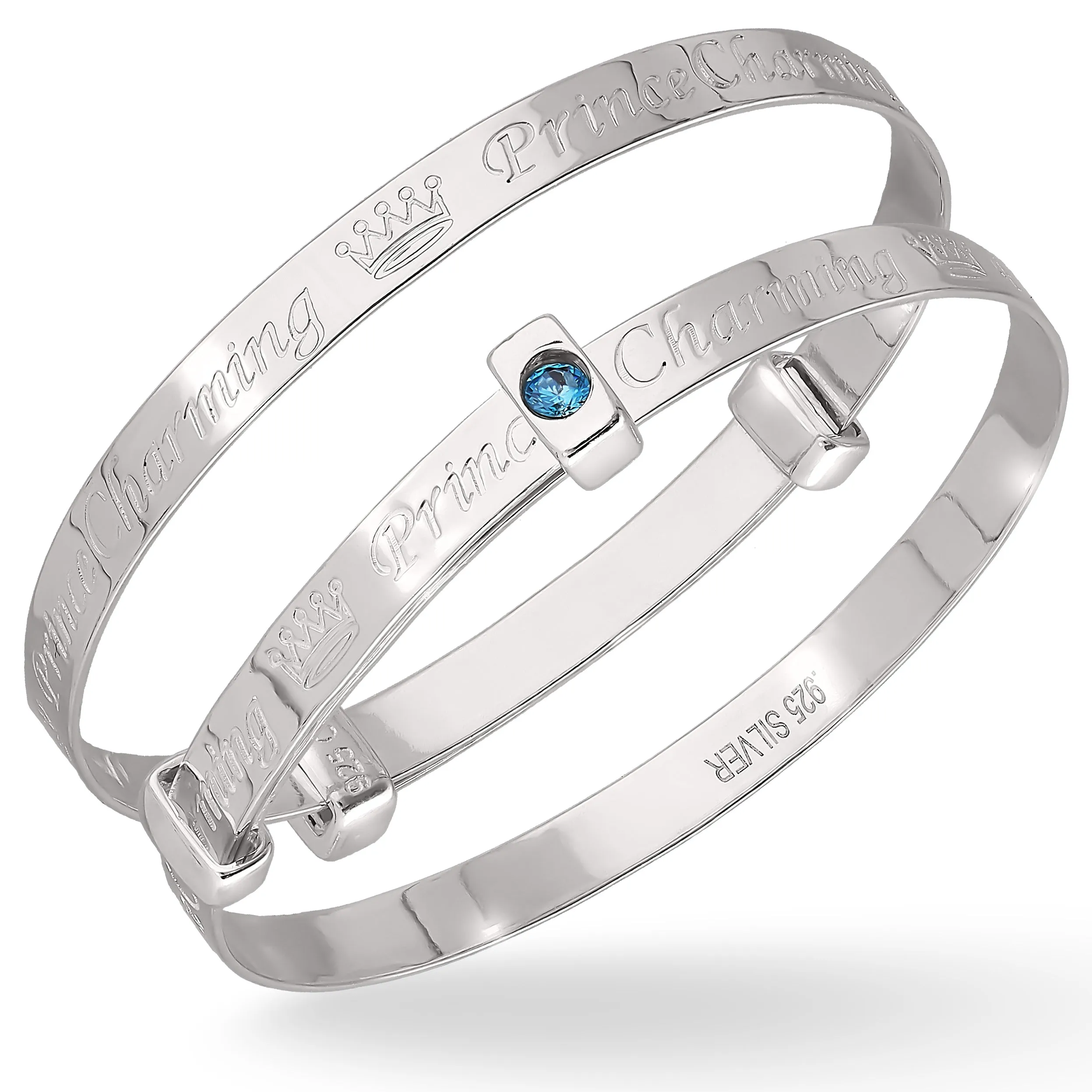 Children's Beautiful Silver Princess and Prince Baby Bangle (0–1 years)