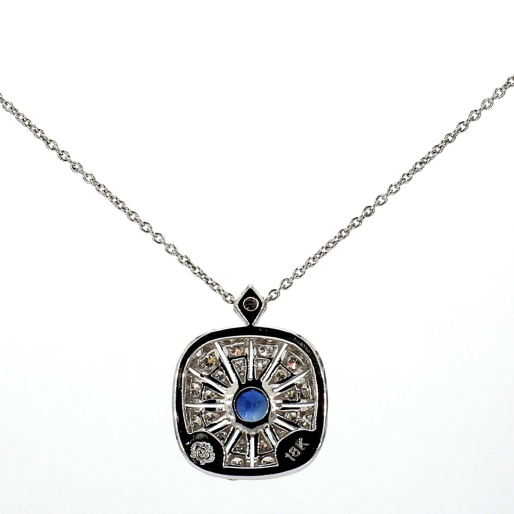 Cobalt Sapphire & Diamond Pave Necklace