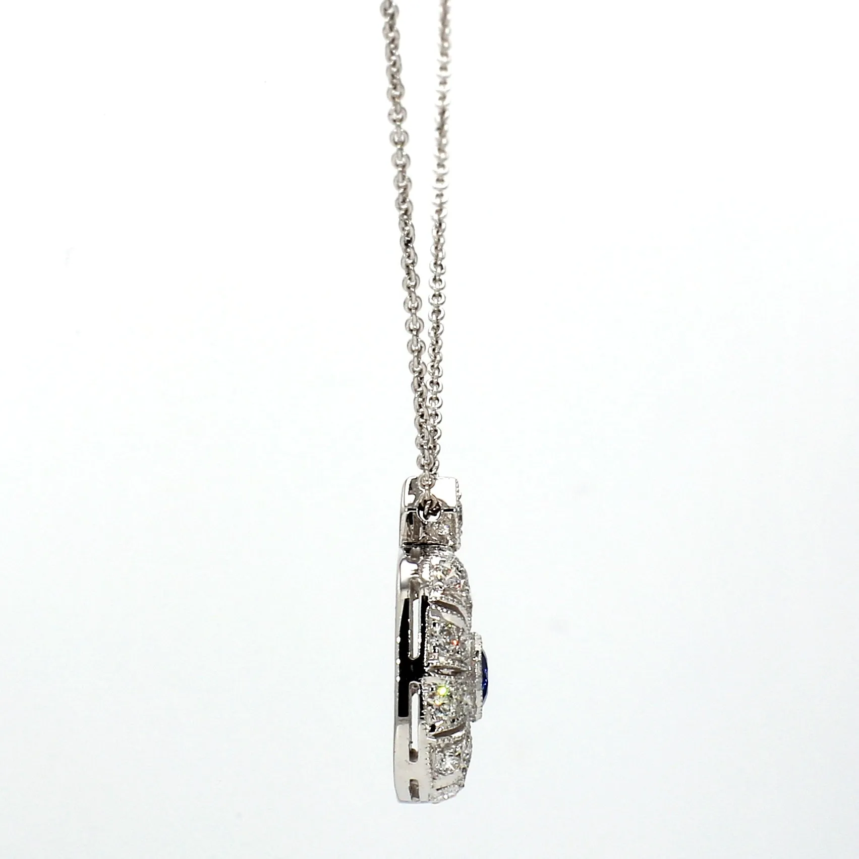 Cobalt Sapphire & Diamond Pave Necklace