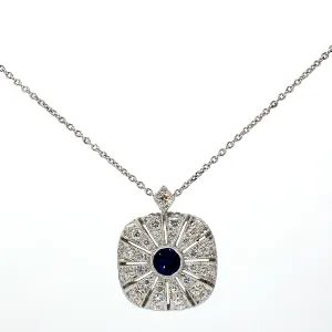 Cobalt Sapphire & Diamond Pave Necklace