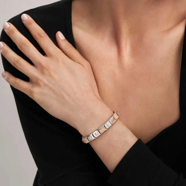 Composable Classic Left Drop White Opal Stone Link - Rose Gold - 430513/07