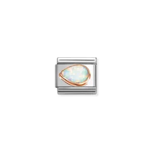 Composable Classic Left Drop White Opal Stone Link - Rose Gold - 430513/07