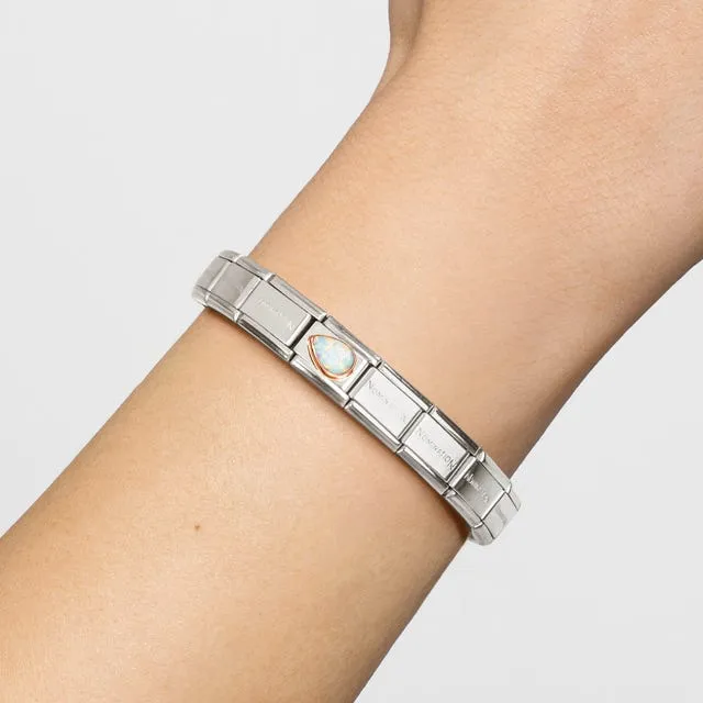 Composable Classic Left Drop White Opal Stone Link - Rose Gold - 430513/07