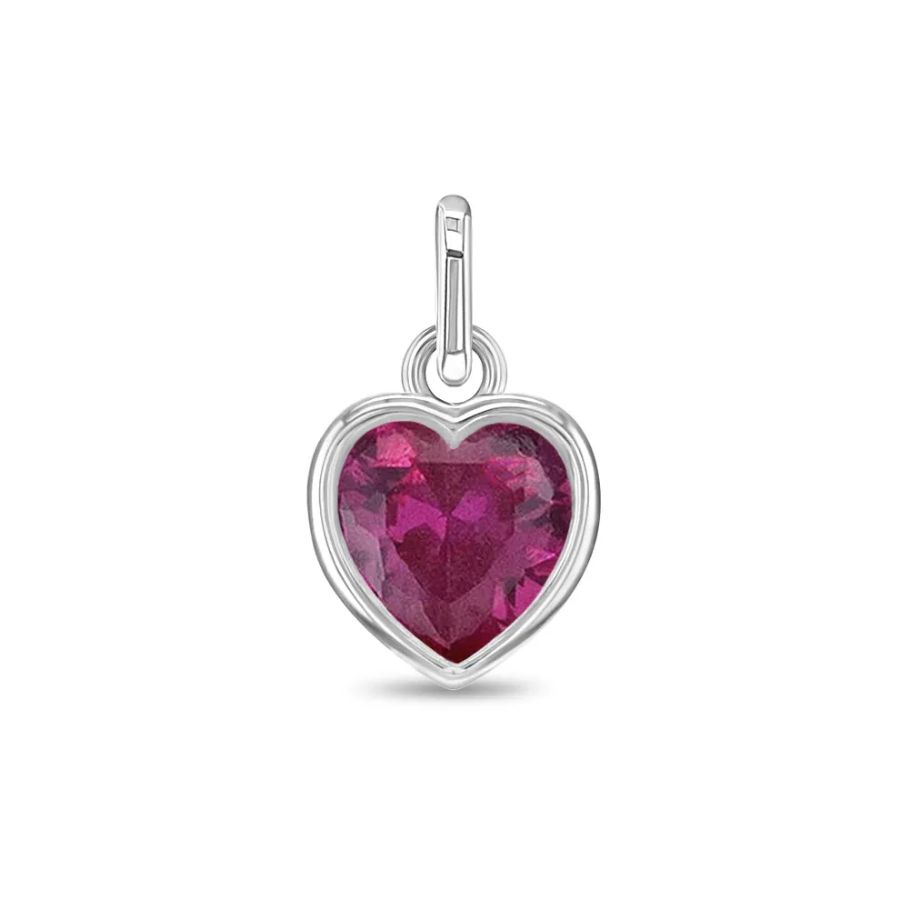 CZ Birthstone Heart Charms Kids / Children's / Girls for Charm Bracelet - Sterling Silver