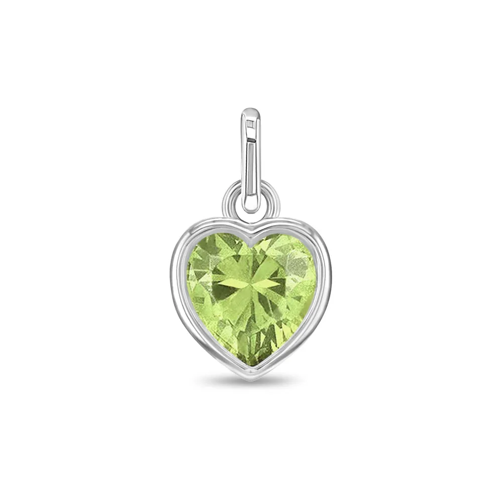 CZ Birthstone Heart Charms Kids / Children's / Girls for Charm Bracelet - Sterling Silver