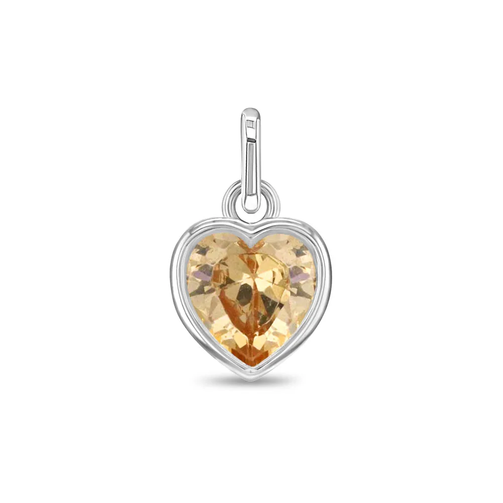 CZ Birthstone Heart Charms Kids / Children's / Girls for Charm Bracelet - Sterling Silver