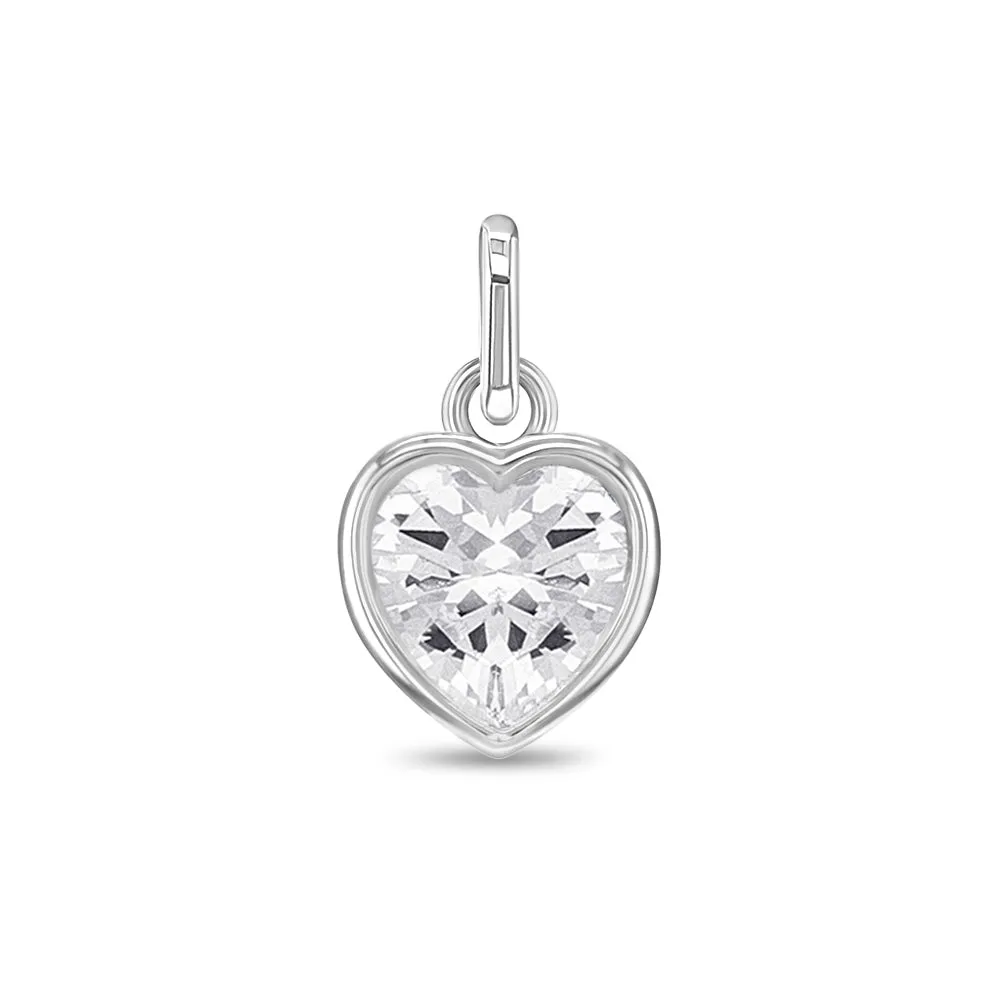 CZ Birthstone Heart Charms Kids / Children's / Girls for Charm Bracelet - Sterling Silver