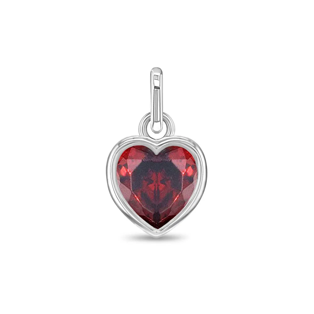 CZ Birthstone Heart Charms Kids / Children's / Girls for Charm Bracelet - Sterling Silver