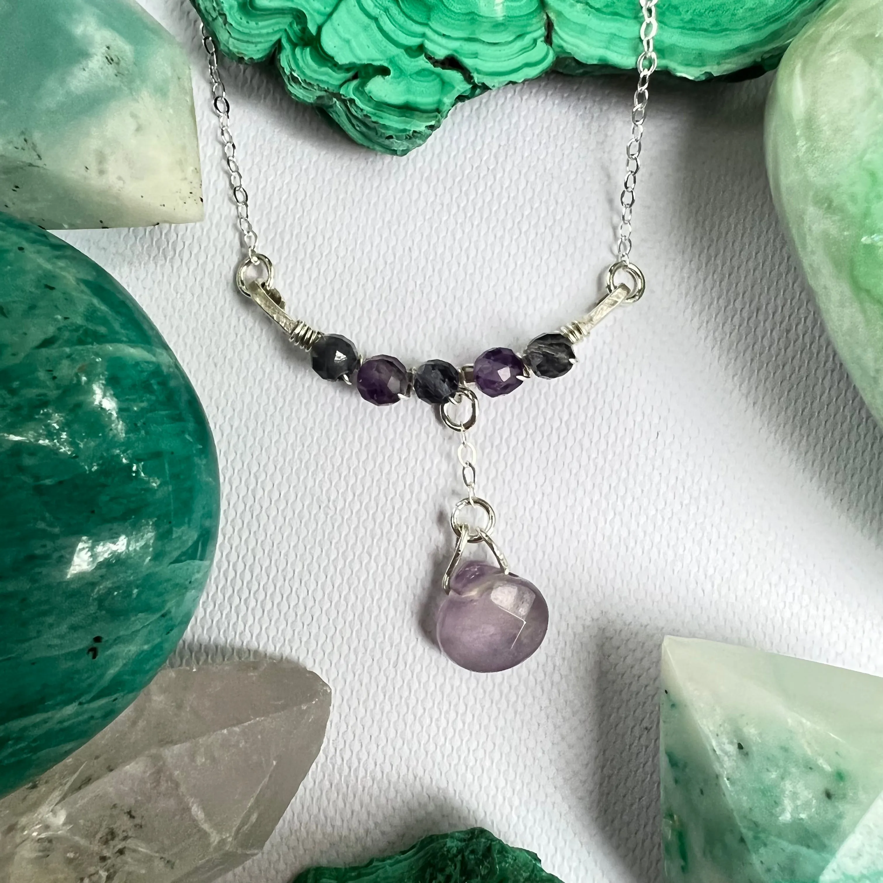 Dainty Amethyst & Iolite Necklace in Sterling Silver - Ready to Ship