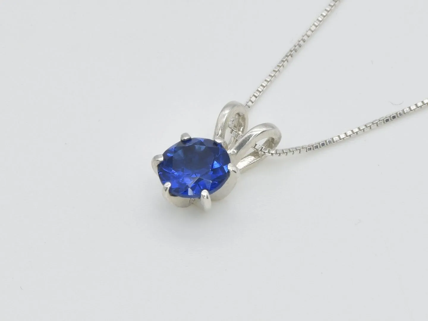 Dainty Sapphire Pendant - Blue Minimalist Necklace, September Birthstone Necklace