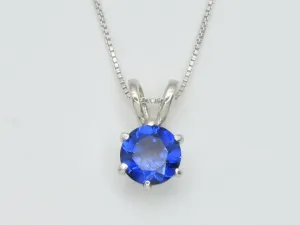 Dainty Sapphire Pendant - Blue Minimalist Necklace, September Birthstone Necklace