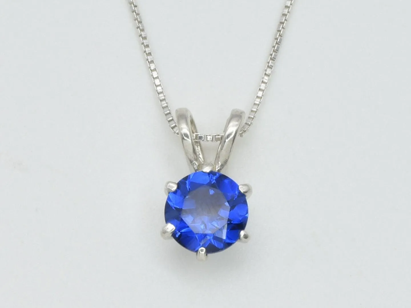 Dainty Sapphire Pendant - Blue Minimalist Necklace, September Birthstone Necklace