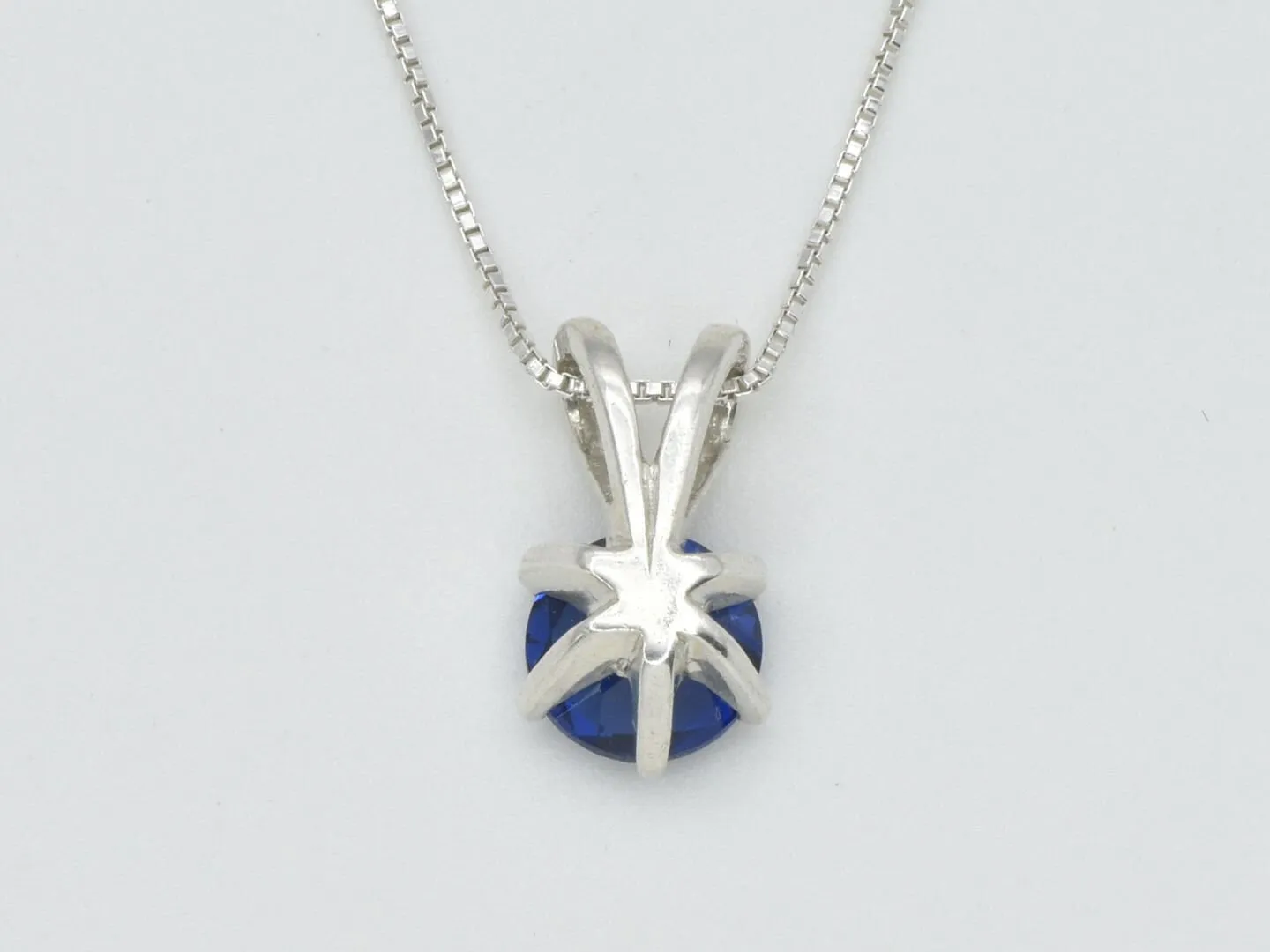 Dainty Sapphire Pendant - Blue Minimalist Necklace, September Birthstone Necklace