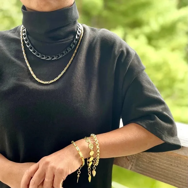 David Aubrey Gold Rolo Chain Bracelet