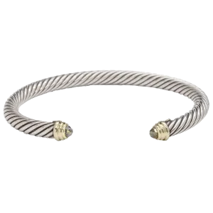 David Yurman 5mm Peridot 14K & Sterling Silver Cable Cuff Bracelet