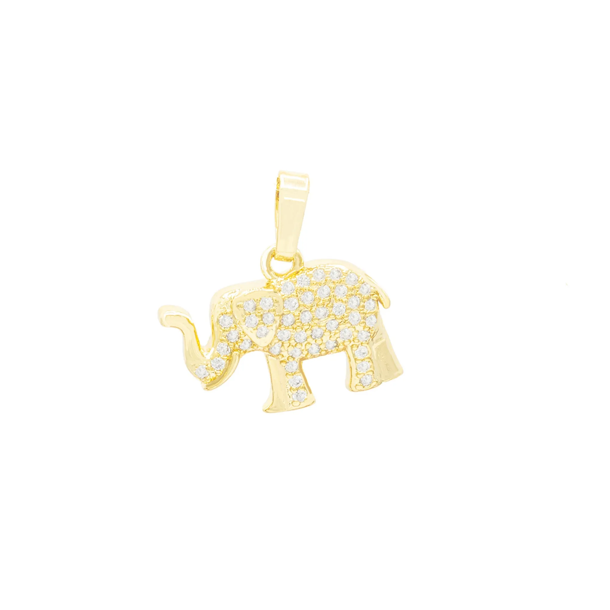 Elephant Pendant 14K Gold Filled Cubic Zirconia Anklet 10" Set 2.5 mm Women Jewelry