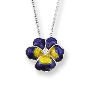 Enamel Pansy Flower Necklace