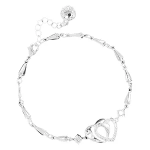 Equilibrium Silver Plated Te Amo Entwined Hearts Bracelet