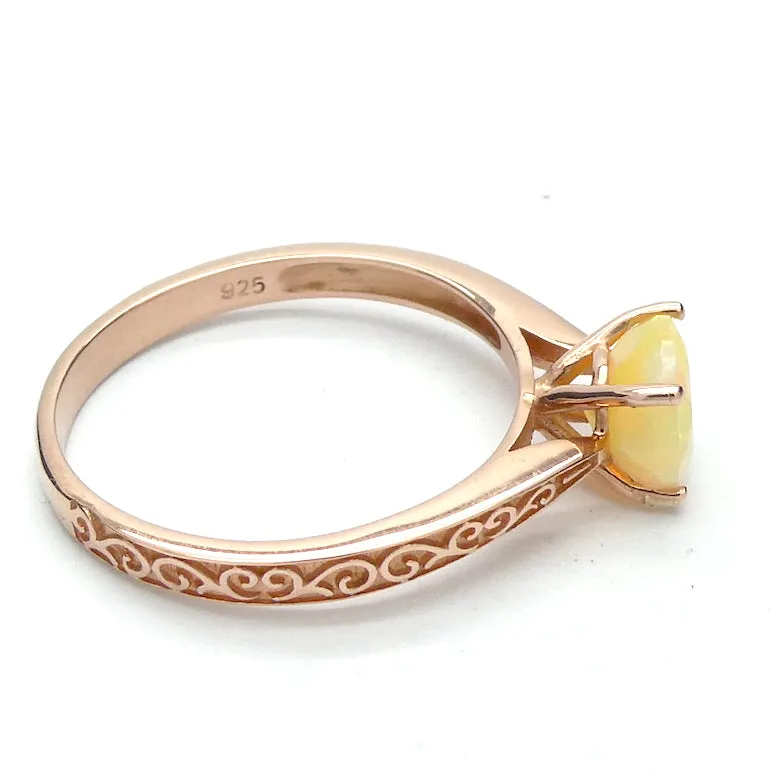 Ethiopian Opal Ring, Faceted Round, Gold Plated 925 Silver