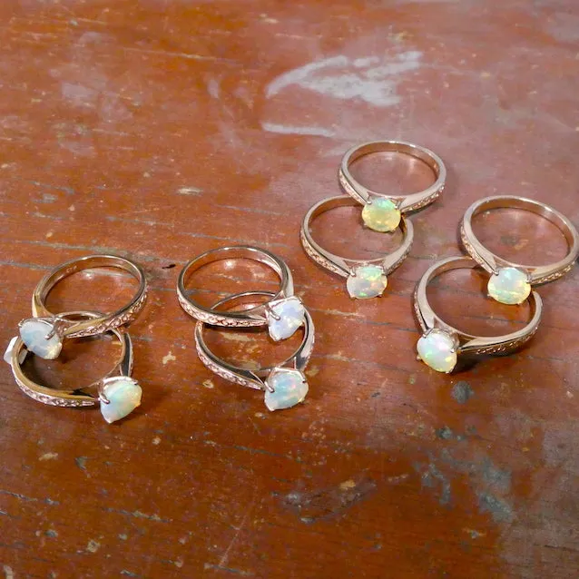 Ethiopian Opal Ring, Faceted Round, Gold Plated 925 Silver