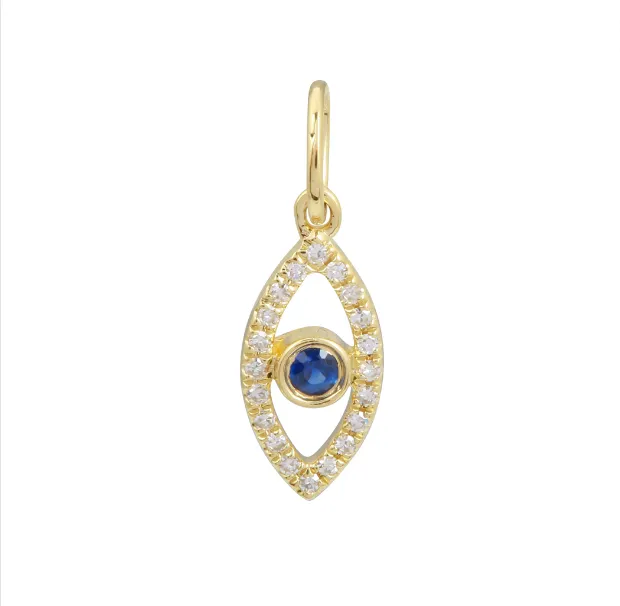 EVIL EYE DIAMOND AND BLUE SAPPHIRE NECKLACE