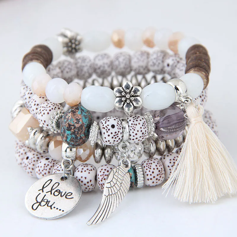 Fashion Vintage Crystal Opal Beaded Bracelet