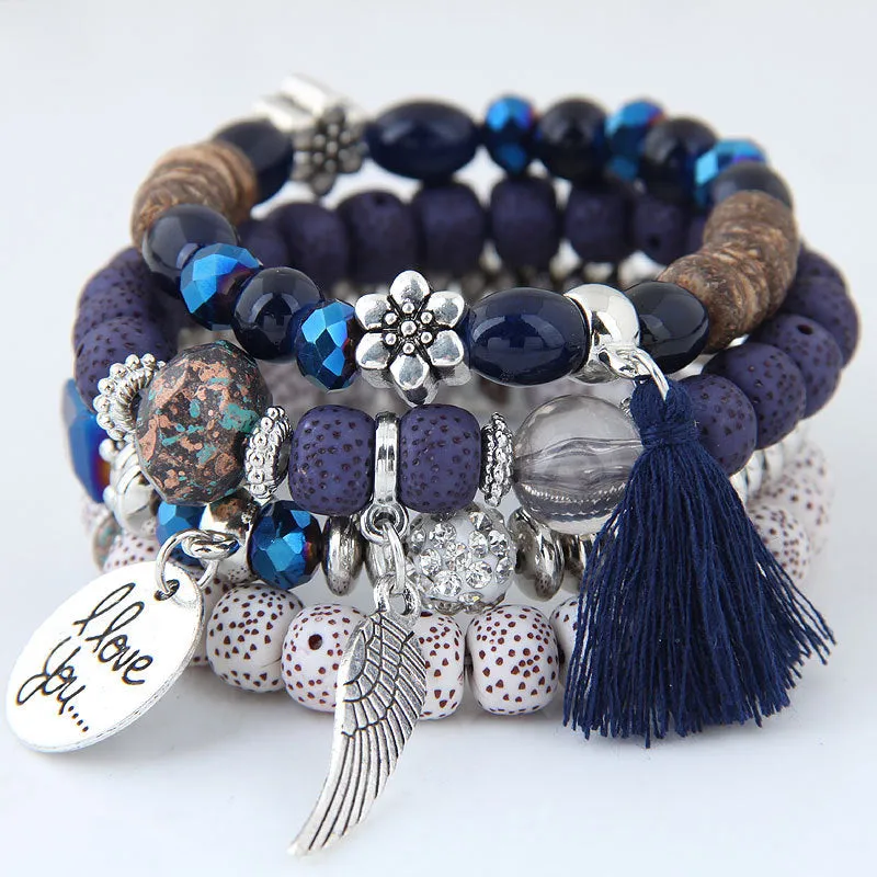 Fashion Vintage Crystal Opal Beaded Bracelet