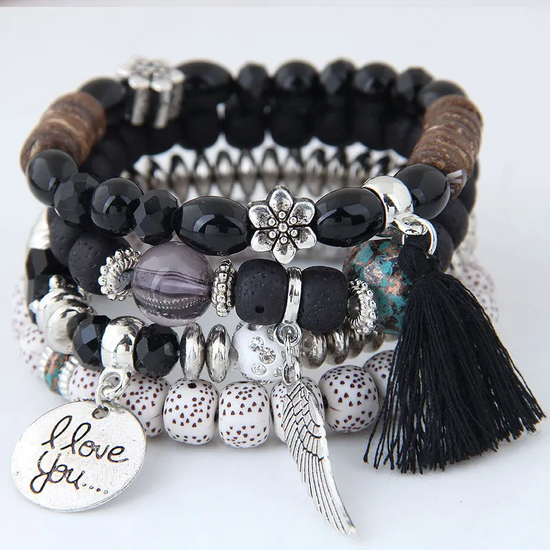 Fashion Vintage Crystal Opal Beaded Bracelet