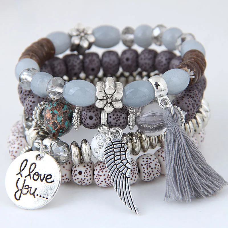 Fashion Vintage Crystal Opal Beaded Bracelet