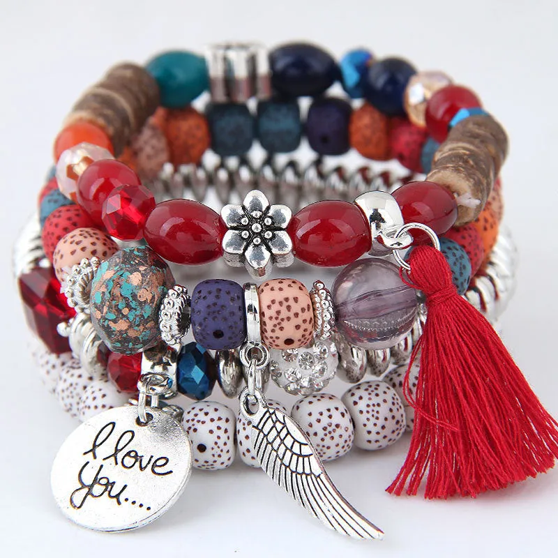 Fashion Vintage Crystal Opal Beaded Bracelet