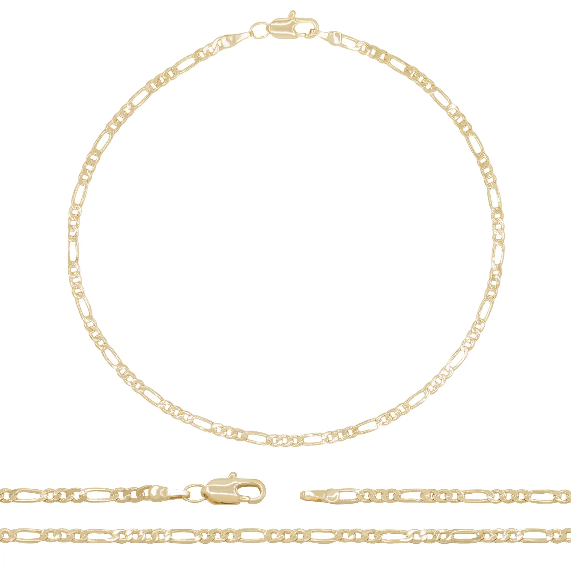 Figaro Chain Anklet 14K Gold Filled Jewelry Women 9.5''