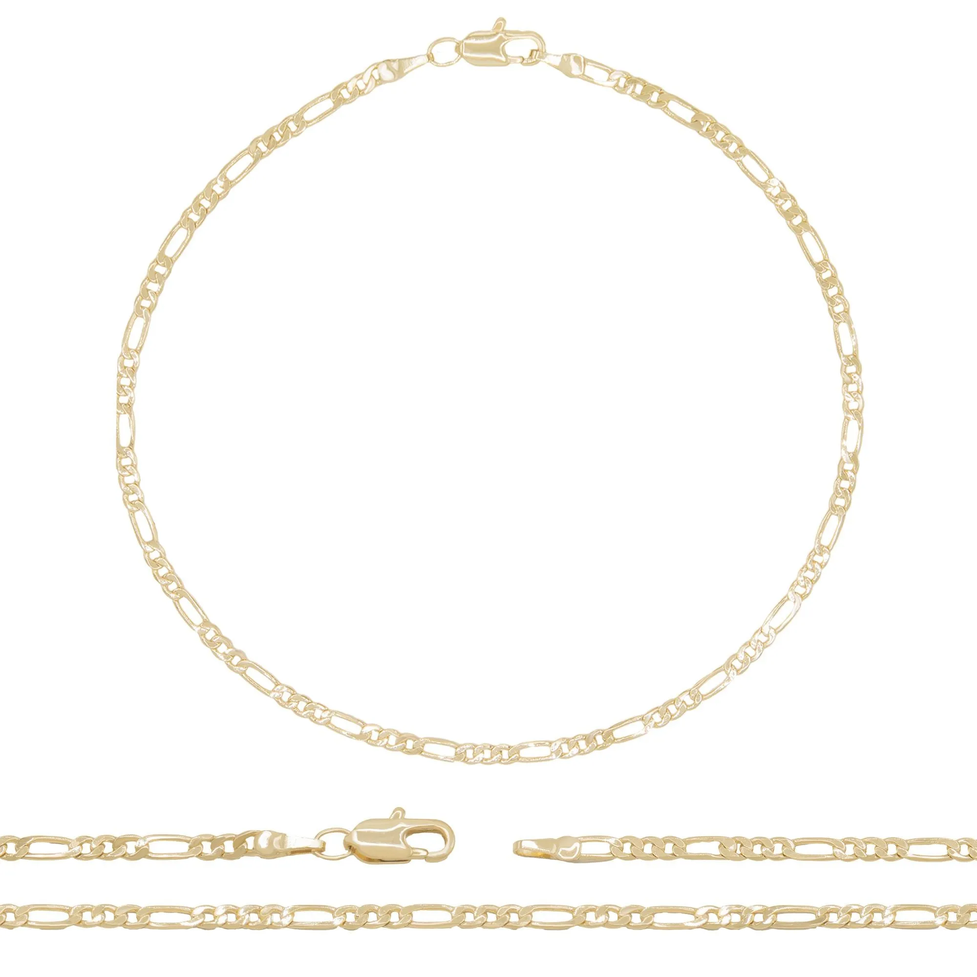 Figaro Chain Anklet 14K Gold Filled Jewelry Women 9.5''