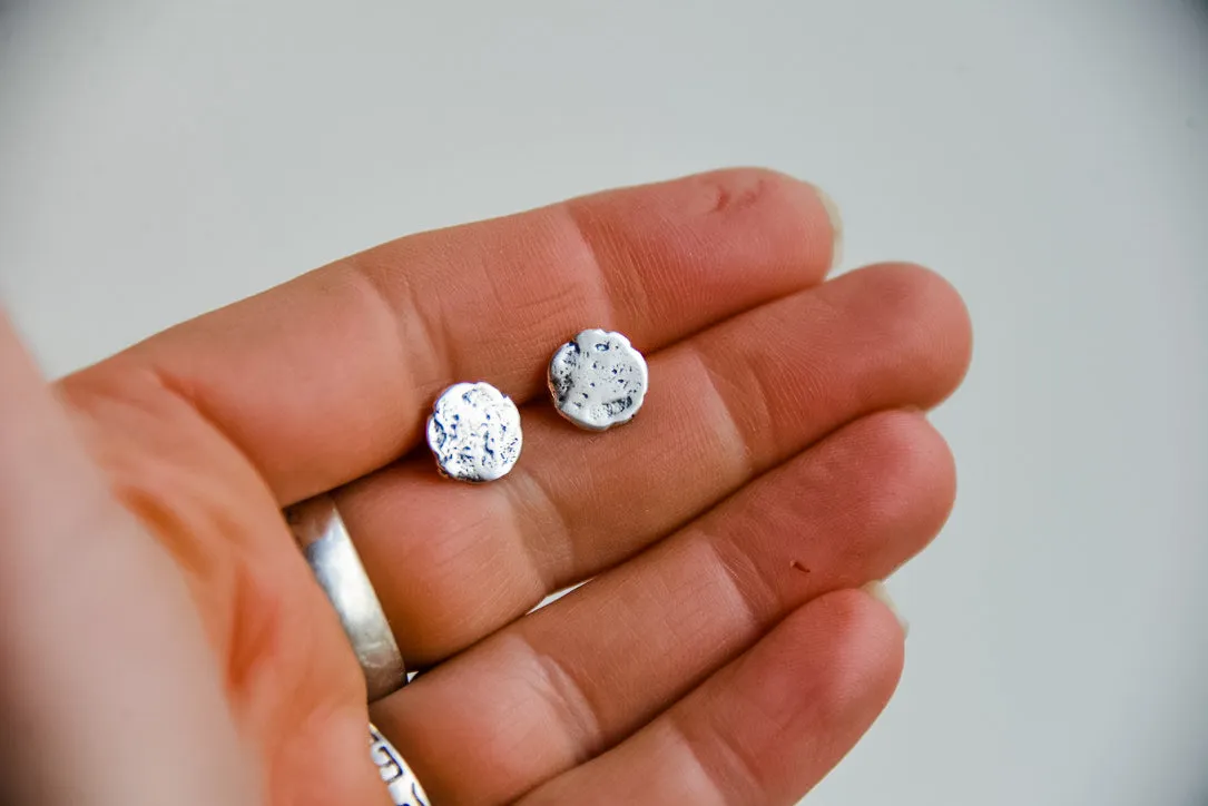 Full Moon Stud Earrings Sterling Silver