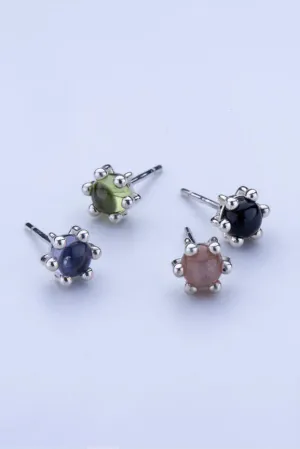 Gem Stud Earrings - Peach Moonstone